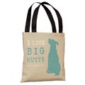 One Bella Casa One Bella Casa 70061TT18P 18 in. I Like Big Mutts Polyester Tote Bag by Dog is Good; Oatmeal 70061TT18P